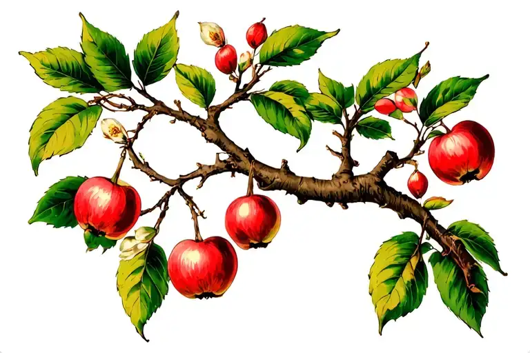 tree branch with crabapple blossoms tattoo design idea