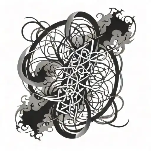 * Form: Several intertwining, thin lines form an abstract pattern reminiscent of chains or electric sparks. tattoo design idea