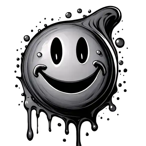 Melting Smiley Face tattoo design idea