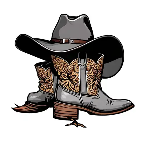Cowboy Hat And Boots tattoo design idea