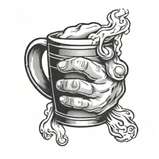 fist holding mug of beer tattoo design idea