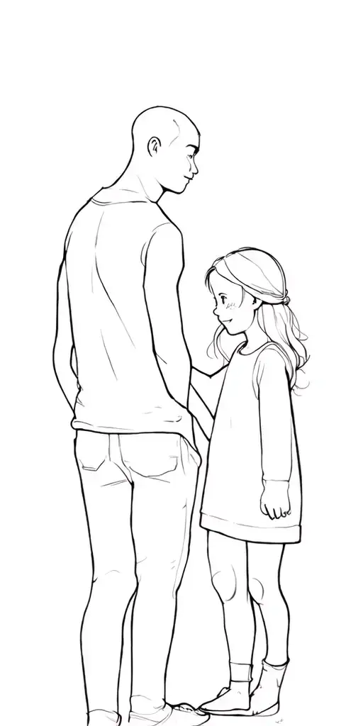 a father with his little 4 year old daughter after a long time seeing each other tattoo design idea