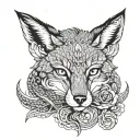 /imagine prompt: Stippling shading forearm tattoo design of a fox and a snake, intricate dotwork creating depth  tattoo design idea