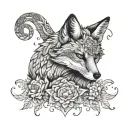 /imagine prompt: Stippling shading forearm tattoo design of a fox and a snake, intricate dotwork creating depth  tattoo design idea