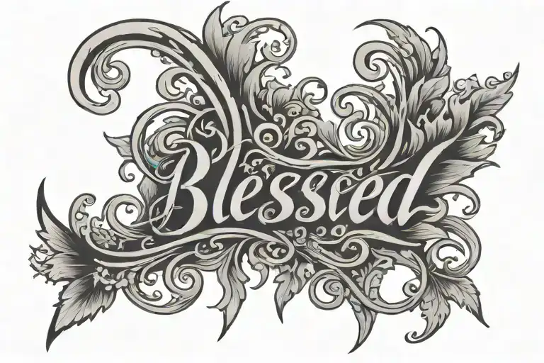 blessed written tattoo design idea