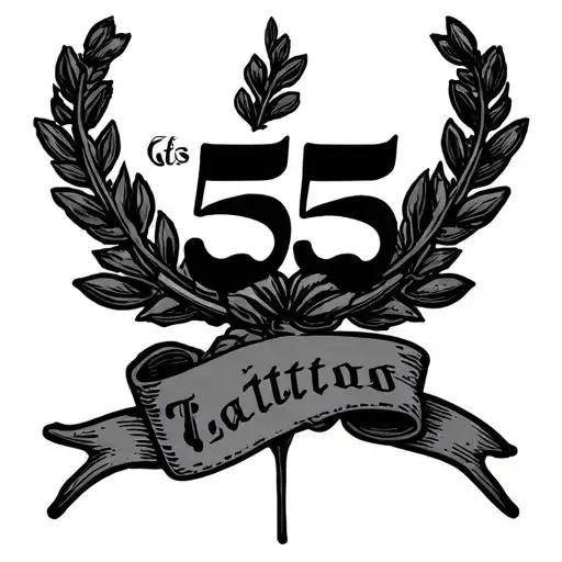 laurel wreath with 555 in old English tattoo design idea