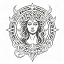 hecate goddess painted tattoo design idea