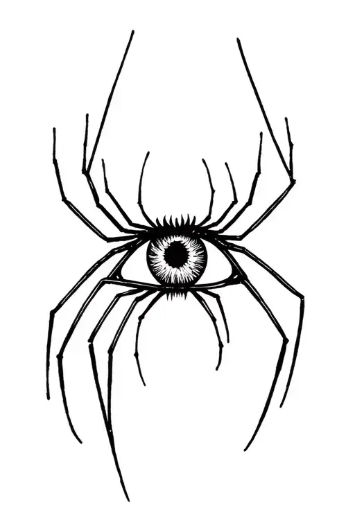 human eye in form of spider and the eyelash are the spider legs tattoo design idea