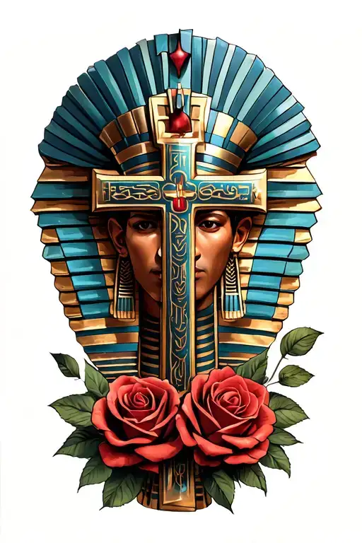 make something cool for a male ,I like the Egyptian cross,roses and cool lettering tattoo design idea