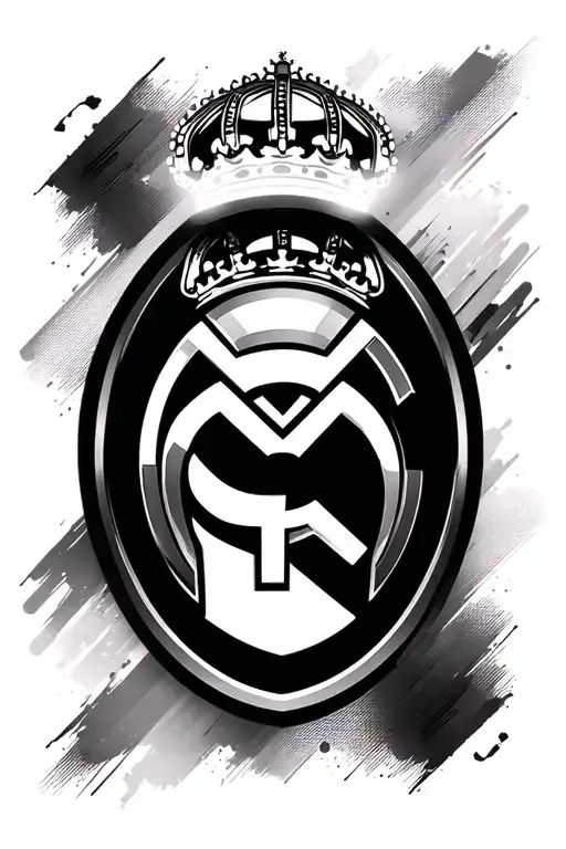 real Madrid logo combined spartan helmet and skills tattoo design idea