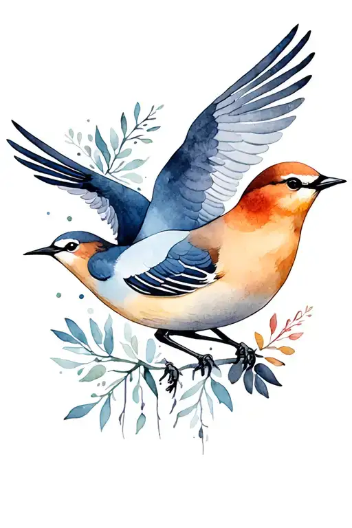 Birds = Represent each child	•	Emma: A slightly larger bird (firstborn), looking out or slightly ahead	•	Declan: A sma tattoo design idea