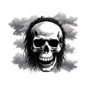 suicideboys G59 skull logo with a cloudy background tattoo design idea