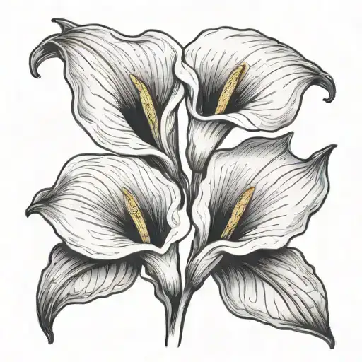 calla Lillie's with a line out of stem saying love tattoo design idea