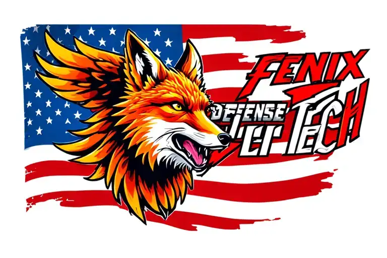 "Fenix Defense Tech" "Fenix Defense Tech" Phoenix with the head of a Fox. American flag in the background. tattoo design idea