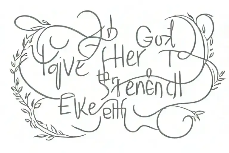 the inscription "God, give her strength to overcome everything" tattoo design idea