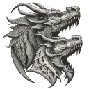dragon with a goat side by side profile tattoo design idea