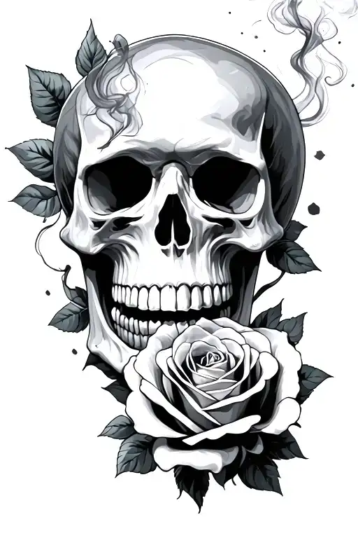 roses smoke skulls tattoo design idea