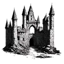 castle ruins tattoo design idea