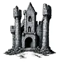 castle ruins tattoo design idea