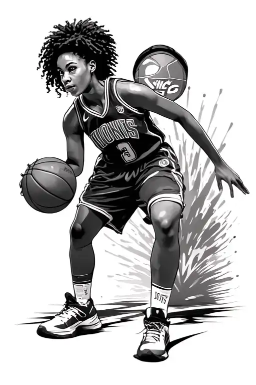 layla with a basketball lifestyle tattoo design idea