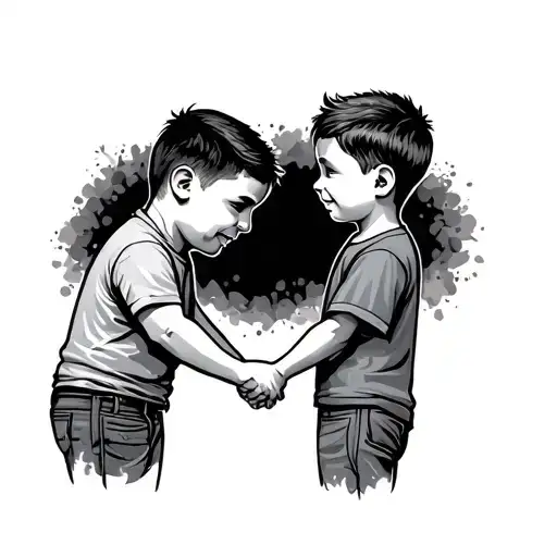 dad son holding hands tattoo design idea