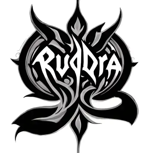 Rudra text tribal tattoo design idea