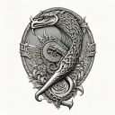 gadsden flag flintlock pistols tattoo design idea