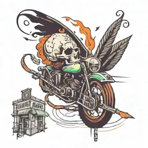 Fuel convienience store building tattoo design idea