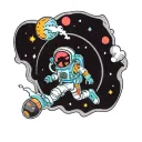 vibrant colors cartoon astronaut floating tattoo design idea