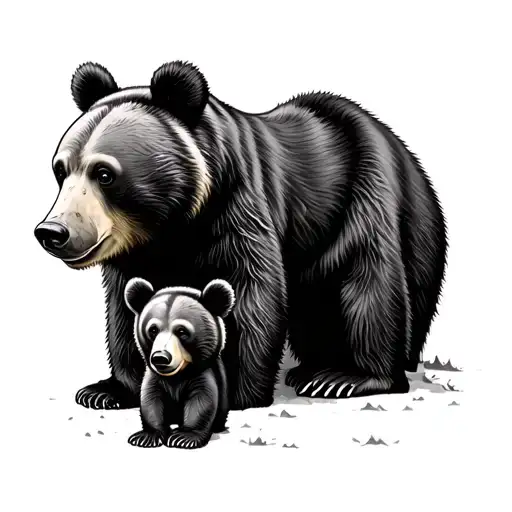 mama bear and baby bear tattoo design idea