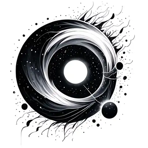 universe negative space elements tattoo design idea