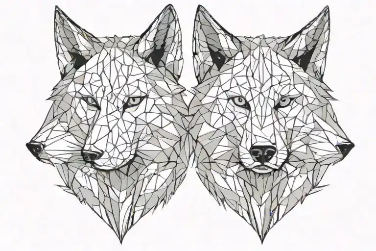 a two splited wolfs heads one of them angry tattoo design idea