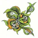 A tattoo consuming my right forearm. Wrapped around the wrist is wavy green grass blades. Coming from the blades are wis tattoo design idea