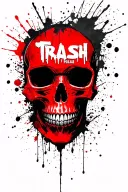 red and black skull with text tattoo design idea