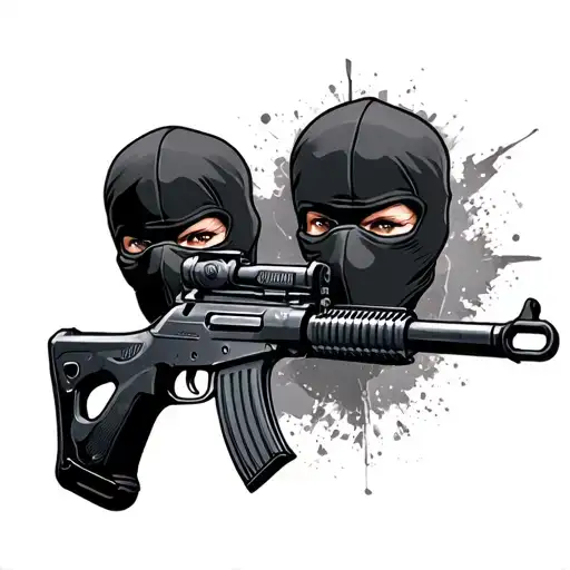 balaclava ak47 tattoo design idea
