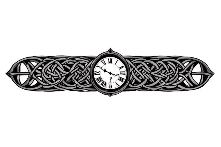 celtic castle clock tattoo design idea