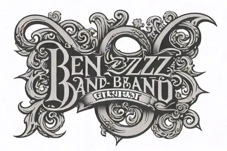 Ben Z Band letters old english gothic tattoo design idea