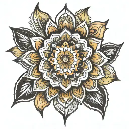 mandala sun lotus tattoo design idea