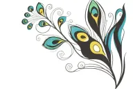 Colourful peacock feather tattoo design idea