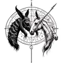 Libra And Sagittarius Combined tattoo design idea