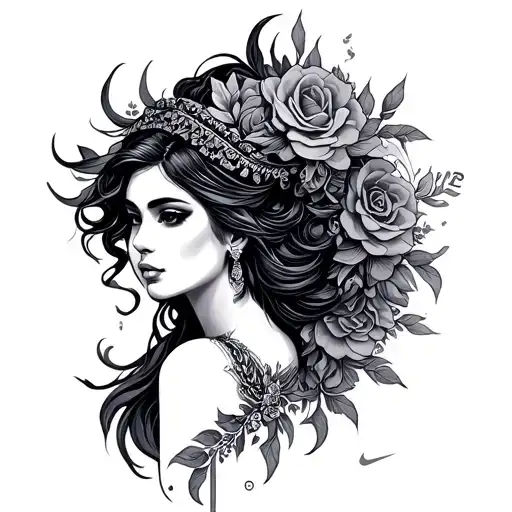 goddess nike tattoo design idea