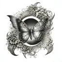 Sun and moon forming the wings of a butterfly in a yin yang shape tattoo design idea