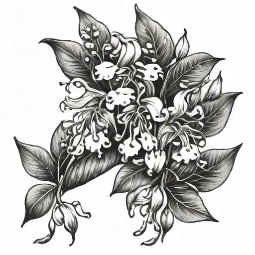 Honeysuckle And Lily Of The Valley tattoo design idea