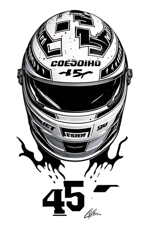dirt racing helmet and the number 45 in designs around it tattoo design idea