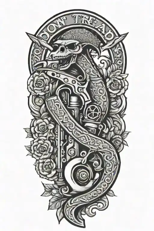 don't tread on me flintlock pistols tattoo design idea