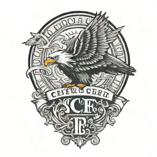 eagle perched atop the letters 'S C P E' tattoo design idea