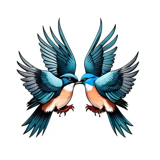 swallows facing each other tattoo design idea