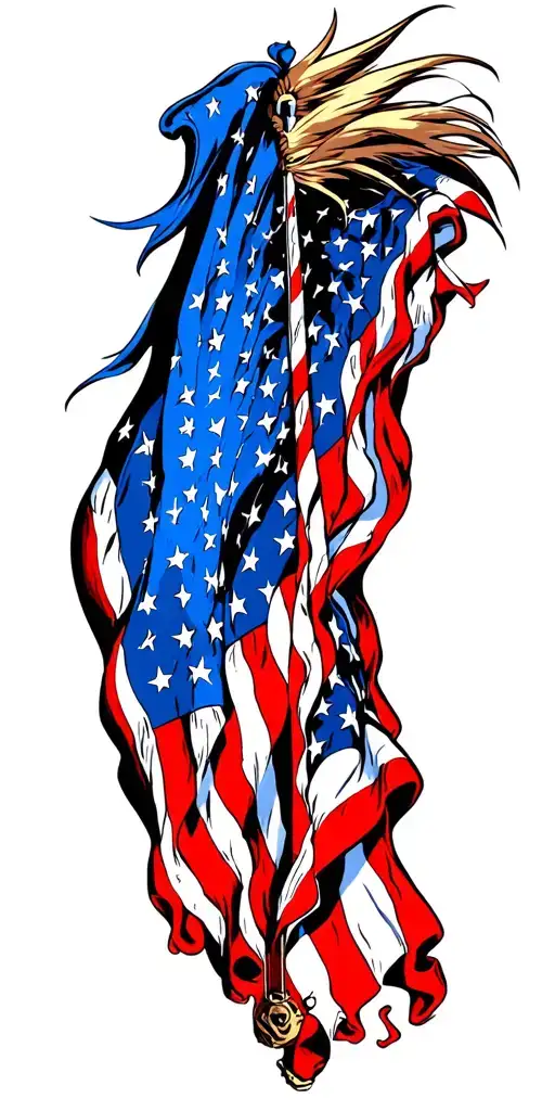 american flag patriot POW and fallen hero academia tattoo design idea