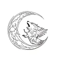 Phoenix and Wolf howling the moon tattoo design idea