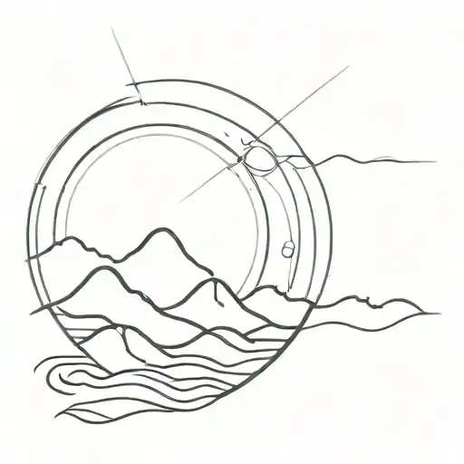 sunbeam shining sea tattoo design idea